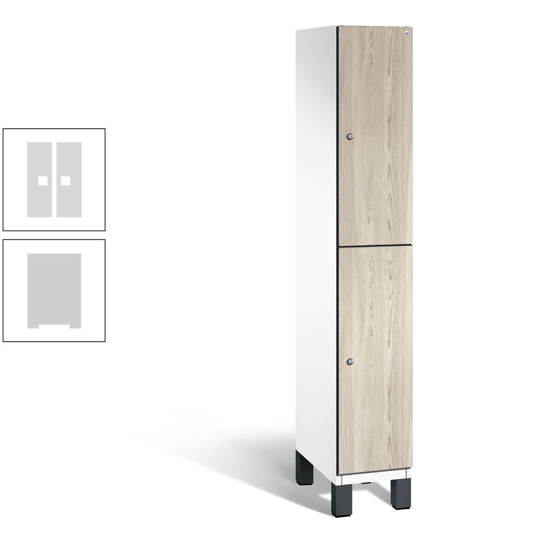 Fächerschrank, Garderobenschrank, mit Füßen, 1 Abteile, 1.980 x 300 x 525 mm (HxBxT), Korpus anthrazitgrau, Tür Donau-Ahorn