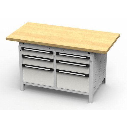 OTTOKIND Werkbank - bündige Arbeitsplatte - 850 x 1.150 x 750 mm (HxBxT) - 6 Schubladen - lichtgrau