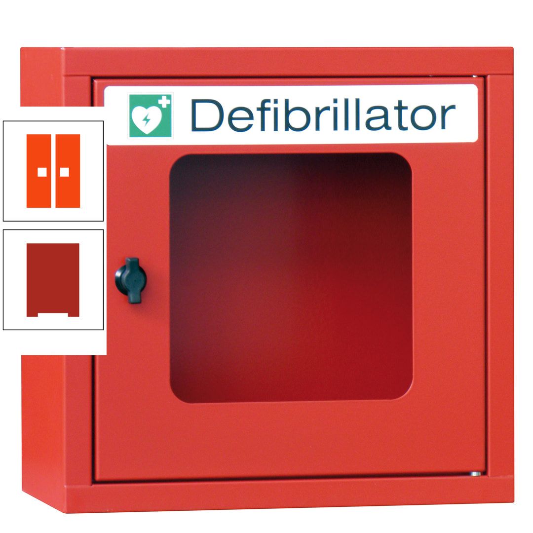 Defibrillatorenschrank - 400 x 400 x 200 mm (HxBxT) - Sichtfenster - anthrazitgrau