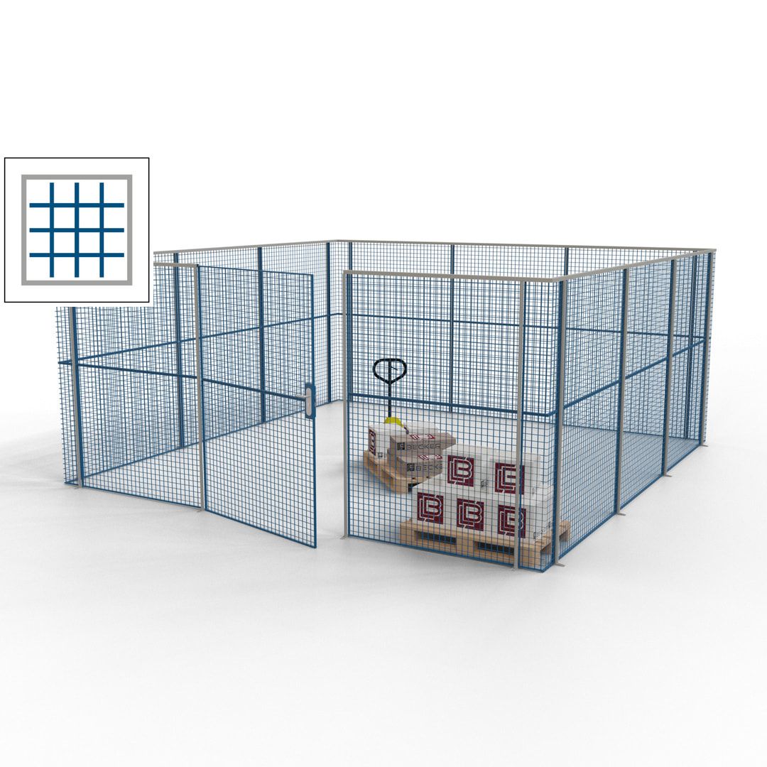 Maschinen Schutzgitter - Hallentrennwand - Sicherheitszaun - Tür - 18 m - 2.200 x 4.900 x 4.900 mm (HxBxT) - enzianblau
