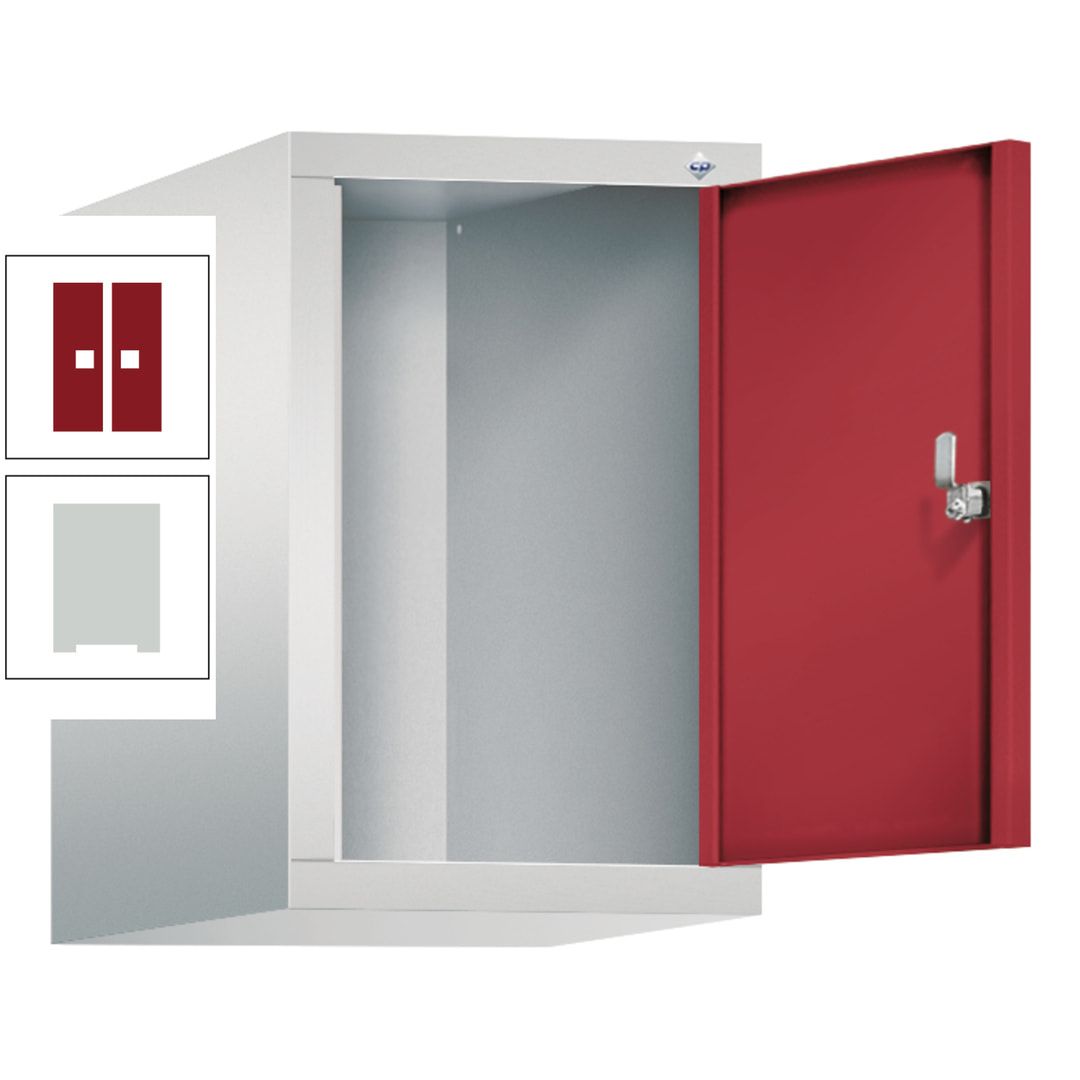 Aufsatzschrank für Spinde, Schließfachschränke und Stahlschränke, 1 Abteil, Korpus anthrazitgrau, Türe anthrazitgrau, 500 x 320 x 500 mm (HxBxT)