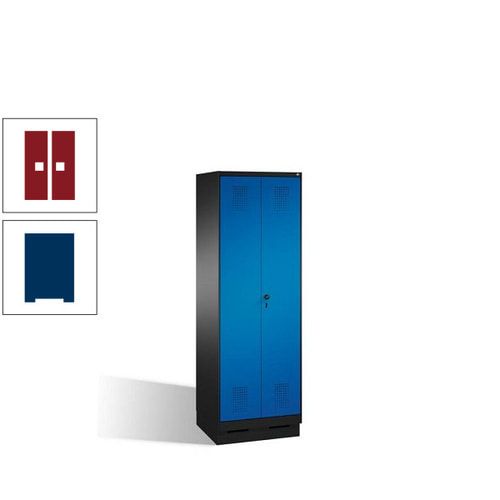 Doppel-Spind, Doppeltüren, Garderobenschrank mit Sockel, 2 Abteile a 300 mm, Korpus anthrazitgrau, Tür anthrazitgrau, 1.800 x 600 x 500 mm (HxBxT)