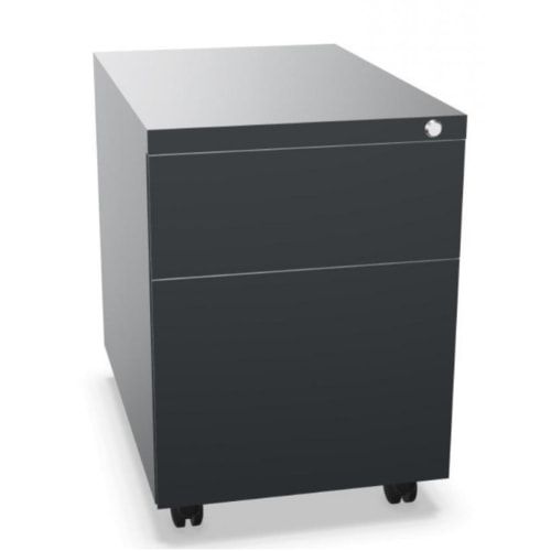 Rollcontainer - Stahl - 2 Schubladen - 550 x 390 x 590 mm (HxBxT) - lichtgrau