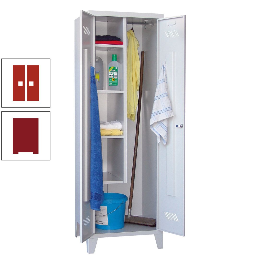 Putzschrank mit Füßen - 1 Abteil mit Trennwand - 1.850x600x500 mm (HxBxT) - Drehriegel - anthrazitgrau