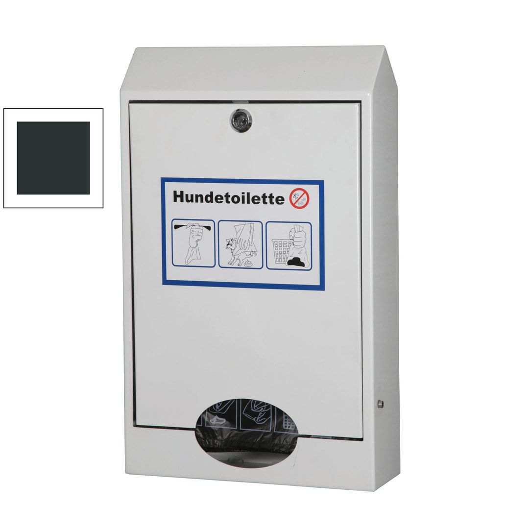 Hundetoilette - für 1.000 Beutel - Wand- oder Pfostenbefestigung - anthrazitgrau