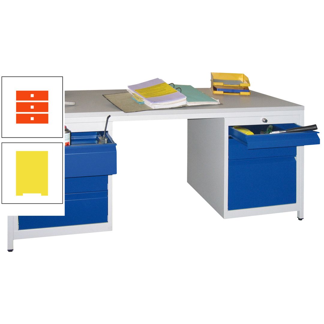 Meisterschreibtisch - 6 Schubladen, 75 / 125 / 150 / 175 / 300 mm - 720 x 1.700 x 800 mm (HxBxT) - anthrazitgrau