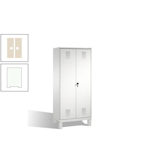 Doppel-Spind, Doppeltüren, Garderobenschrank mit Füßen, 2 Abteile a 400 mm, Korpus anthrazitgrau, Tür anthrazitgrau, 1.850 x 800 x 500 mm (HxBxT)