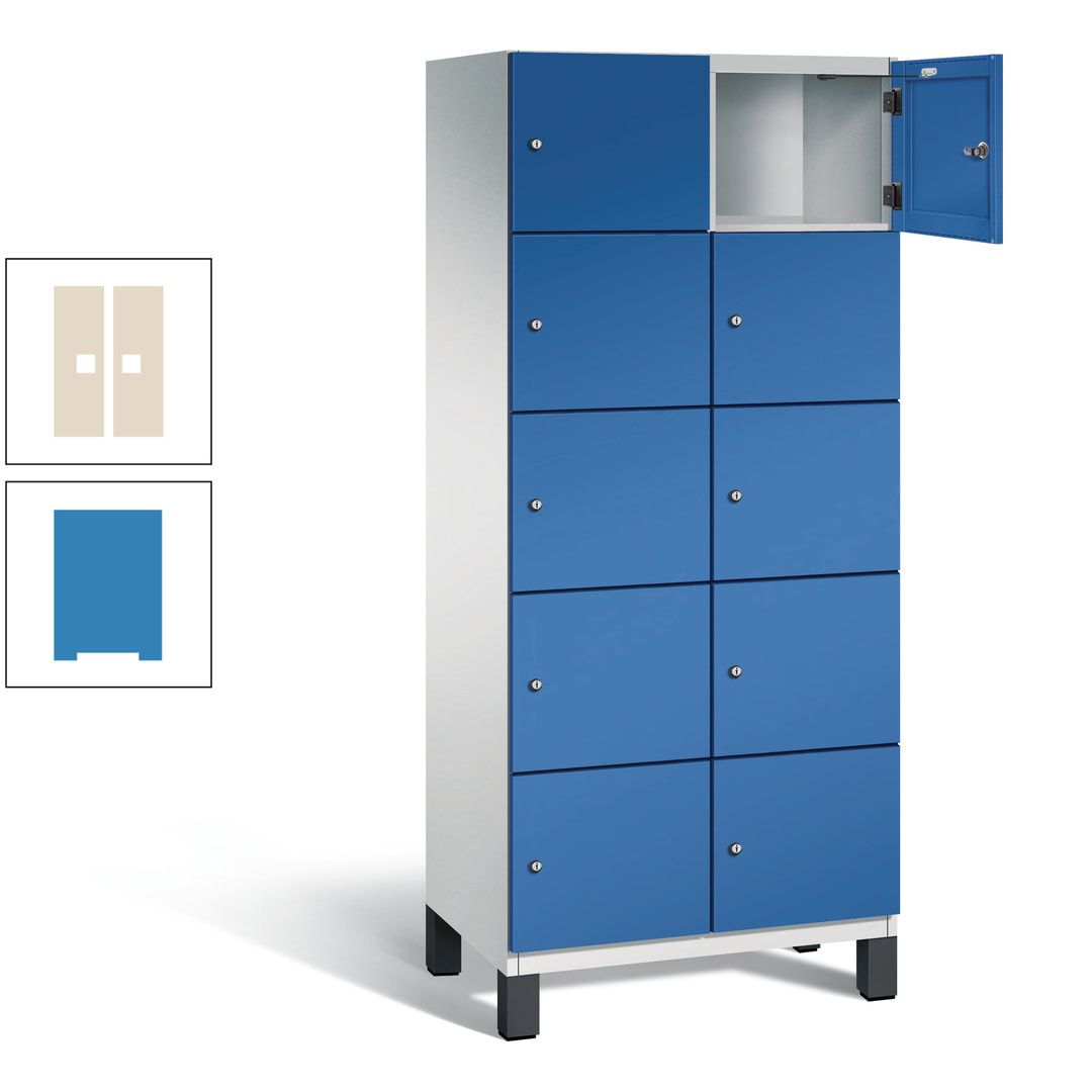 Fächerschrank, Stahlschrank, 10 Fächer, Türöffnungsbegrenzer, Füße, 1.980 x 800 x 525 mm (HxBxT), Korpus anthrazitgrau, Front anthrazitgrau