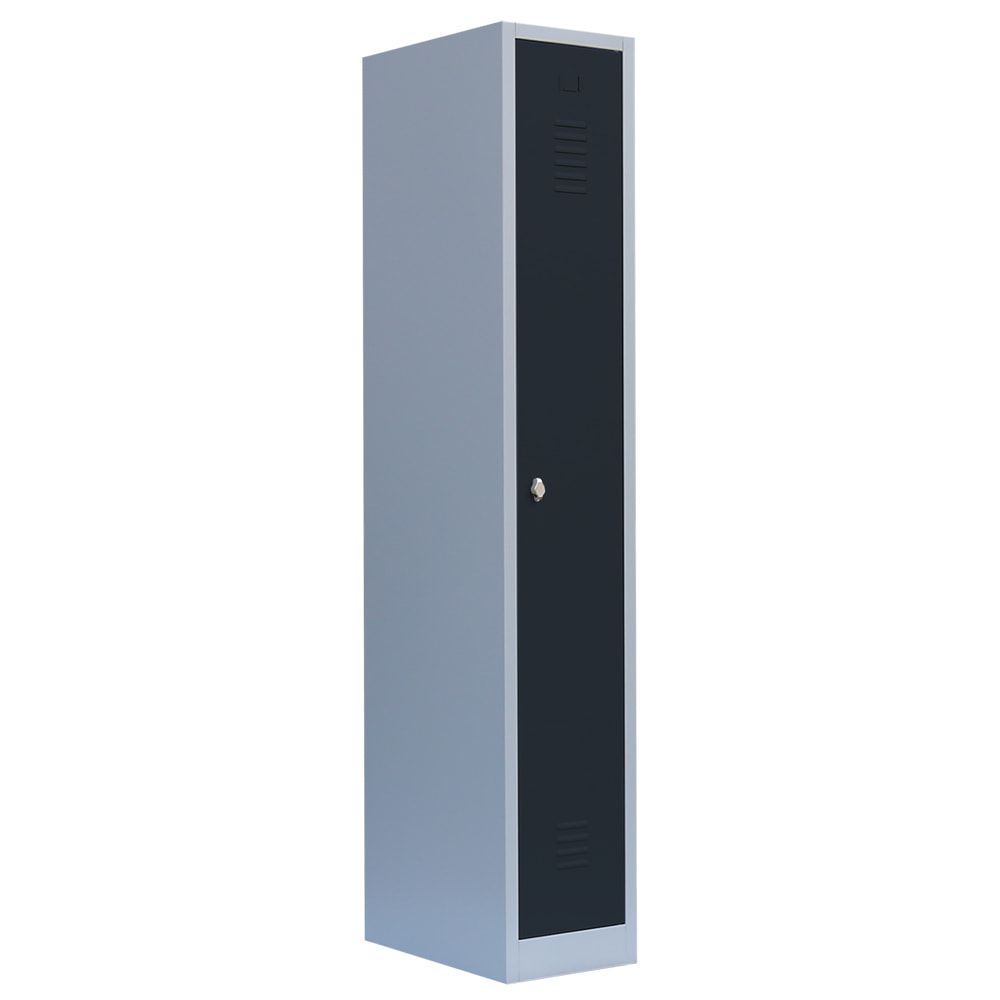 Garderobenschrank, Garderobenspind, 1 Abteil, 1.800 x 315 x 500 mm (HxBxT), Stahl, Korpusfarbe: lichtgrau, Frontfarbe: anthrazitgrau