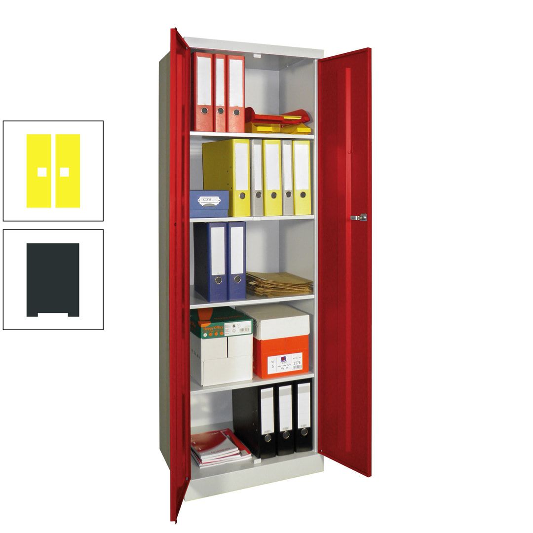 Aktenschrank - Sockel - 4 Böden - 1.800x600x500 mm (HxBxT) - Zylinderschloss - anthrazitgrau