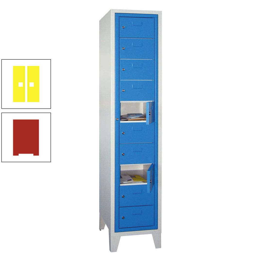 Schließfachschrank - Wäscheausgabeschrank - 10 Fächer a 315 mm - 1.850x400x500 mm (HxBxT) - Füße - Zylinderschloss - anthrazitgrau