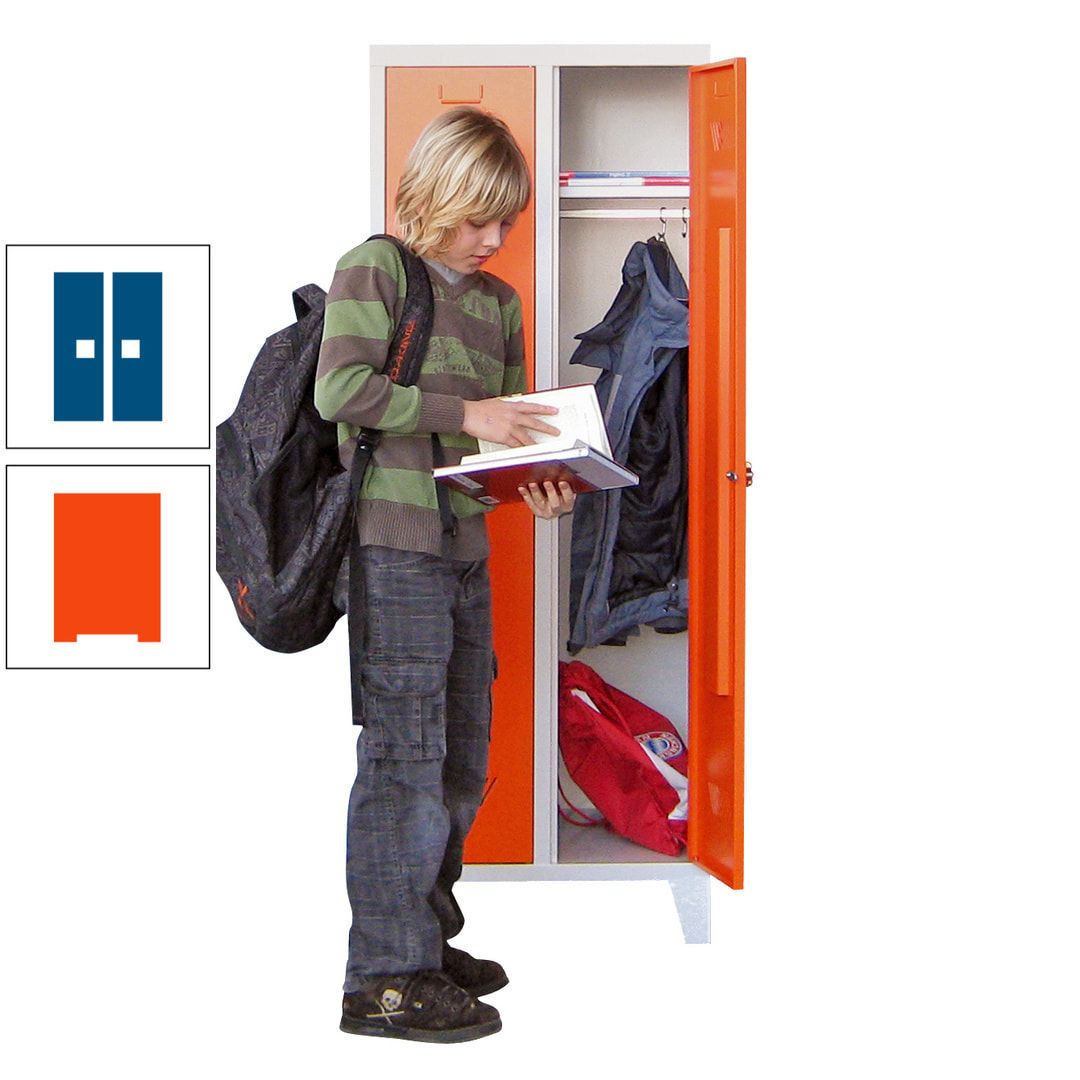 Spindschrank f. Schulen - mit Füßen - Höhe 1.600 mm - 3 Abteile a 300 mm - Drehriegel - anthrazitgrau