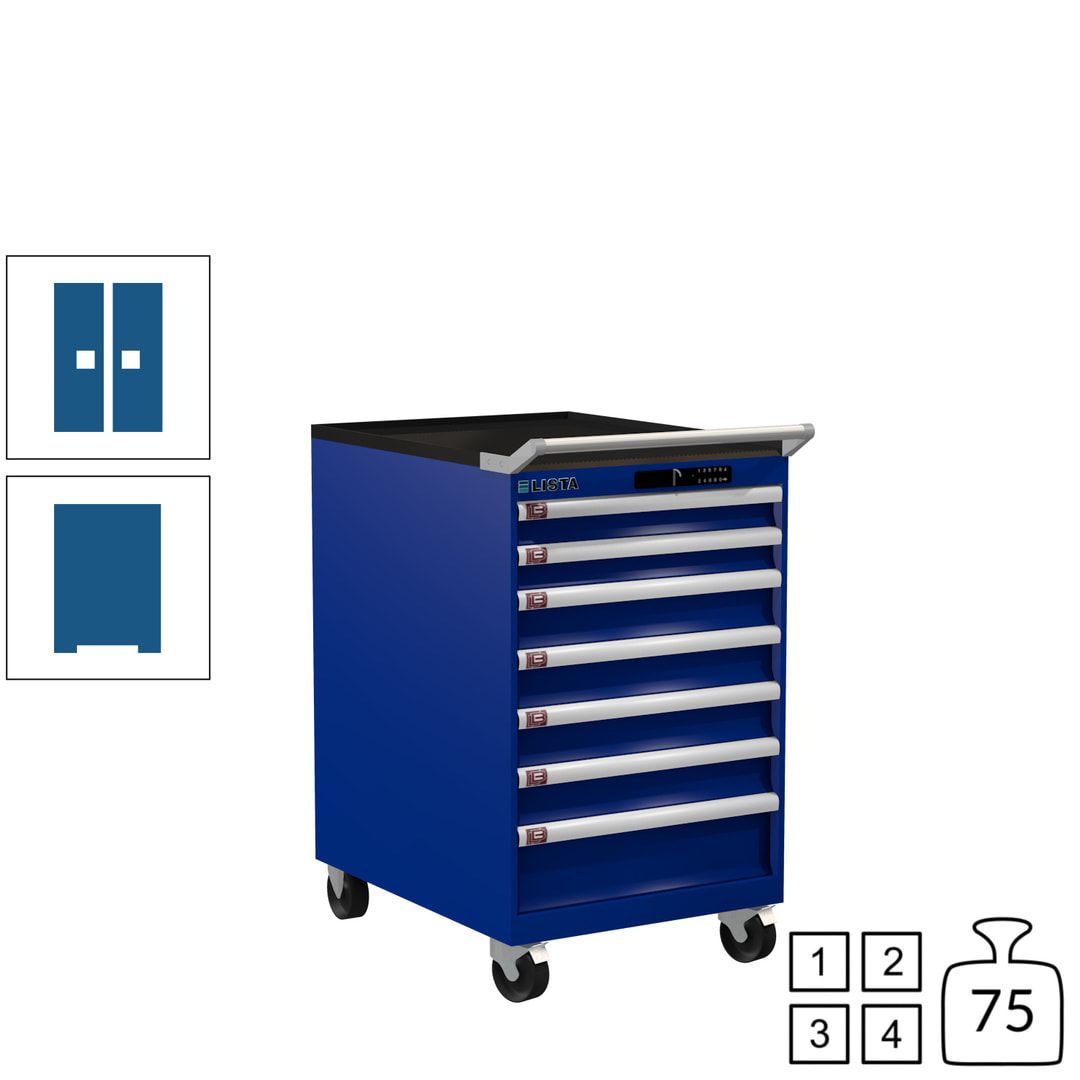 Lista Schubladenschrank - 14.373.010 - 990 x 564 x 725 mm (HxBxT) - 7 Schubladen - 75 kg - Key Lock - lichtblau (RAL 5012)