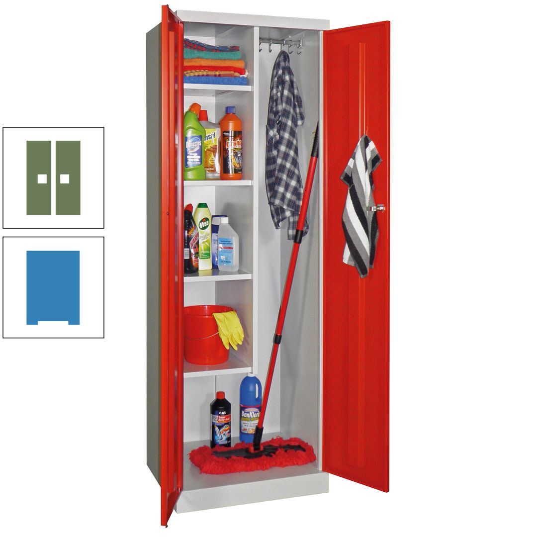Putzschrank mit Sockel - 1 Abteil mit Trennwand - 1.800x600x500 mm (HxBxT) - Zylinderschloss - anthrazitgrau
