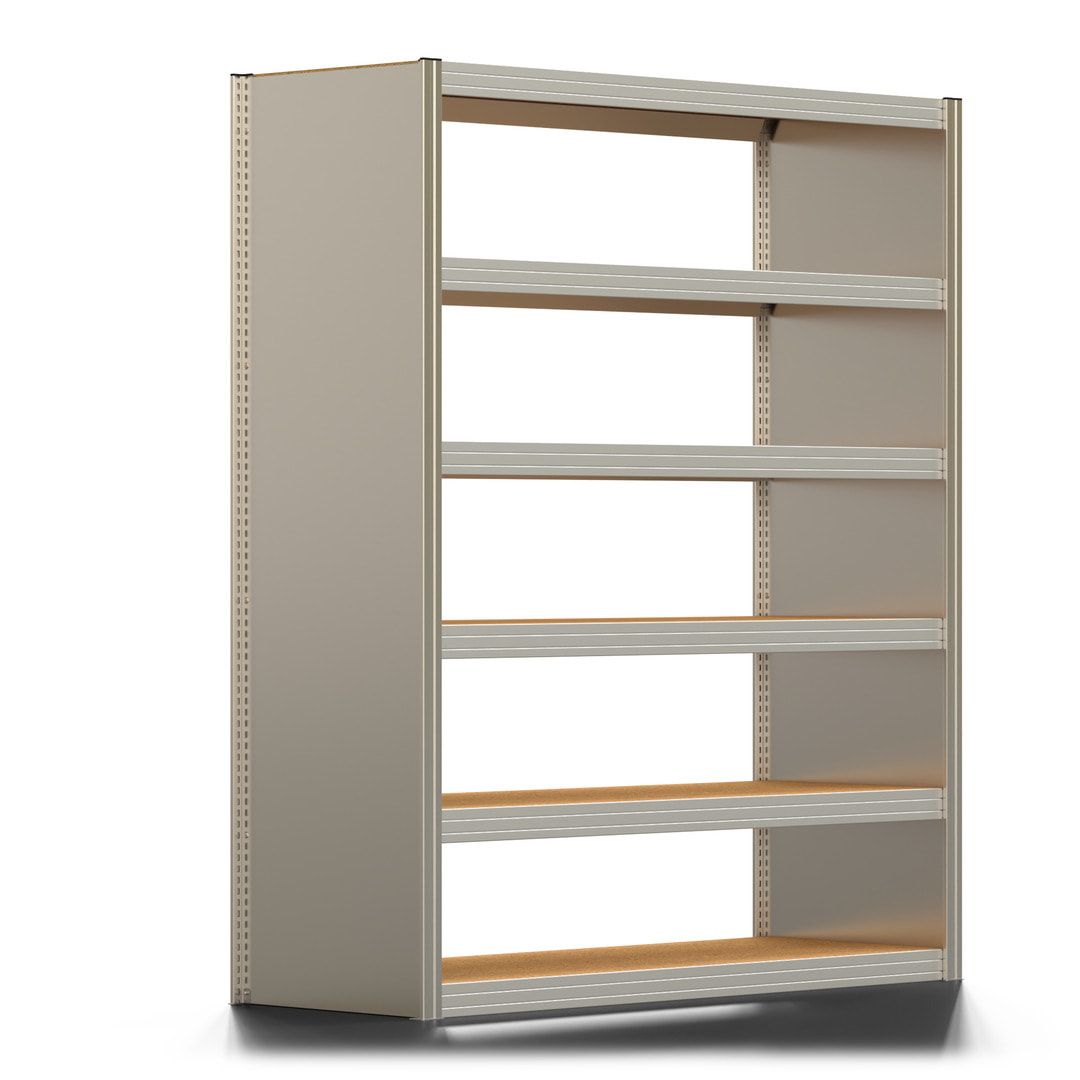 Archivregal mit Holzböden - Seitenwand - 6 Ebenen - 250 kg - 2.075 x 1.695 x 600 mm (HxBxT) - Anbauregal - verzinkt - Steckregal BERT
