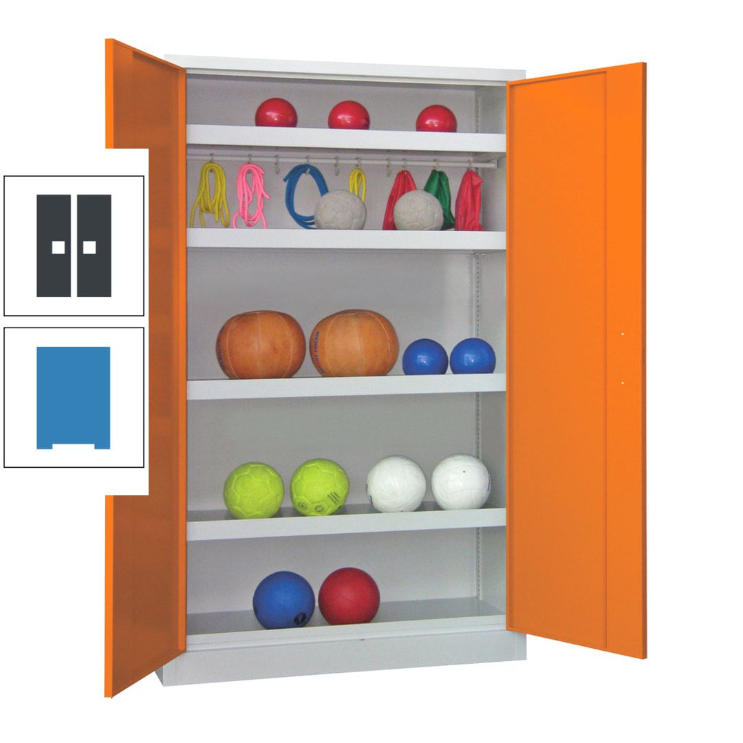 Ballschrank - Vollblechtüren - 4 Böden - 1 Hakenleiste - 1.950x1.200x500 mm (HxBxT) - anthrazitgrau