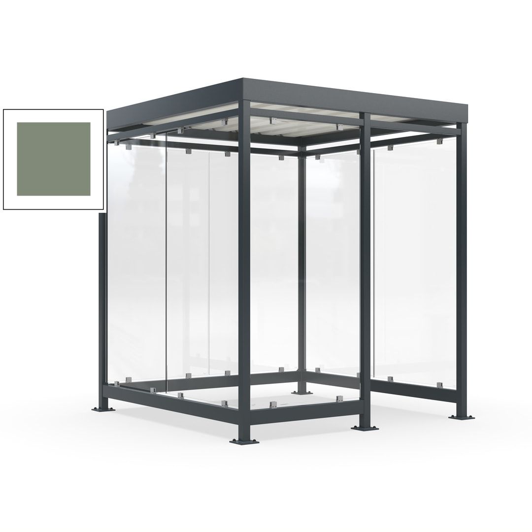 Raucherunterstand, Bushaltestelle, 7 Wände, 6-7 Personen, 2.510 x 2.165 x 2.165 mm (HxBxT), Farbe Achatgrau