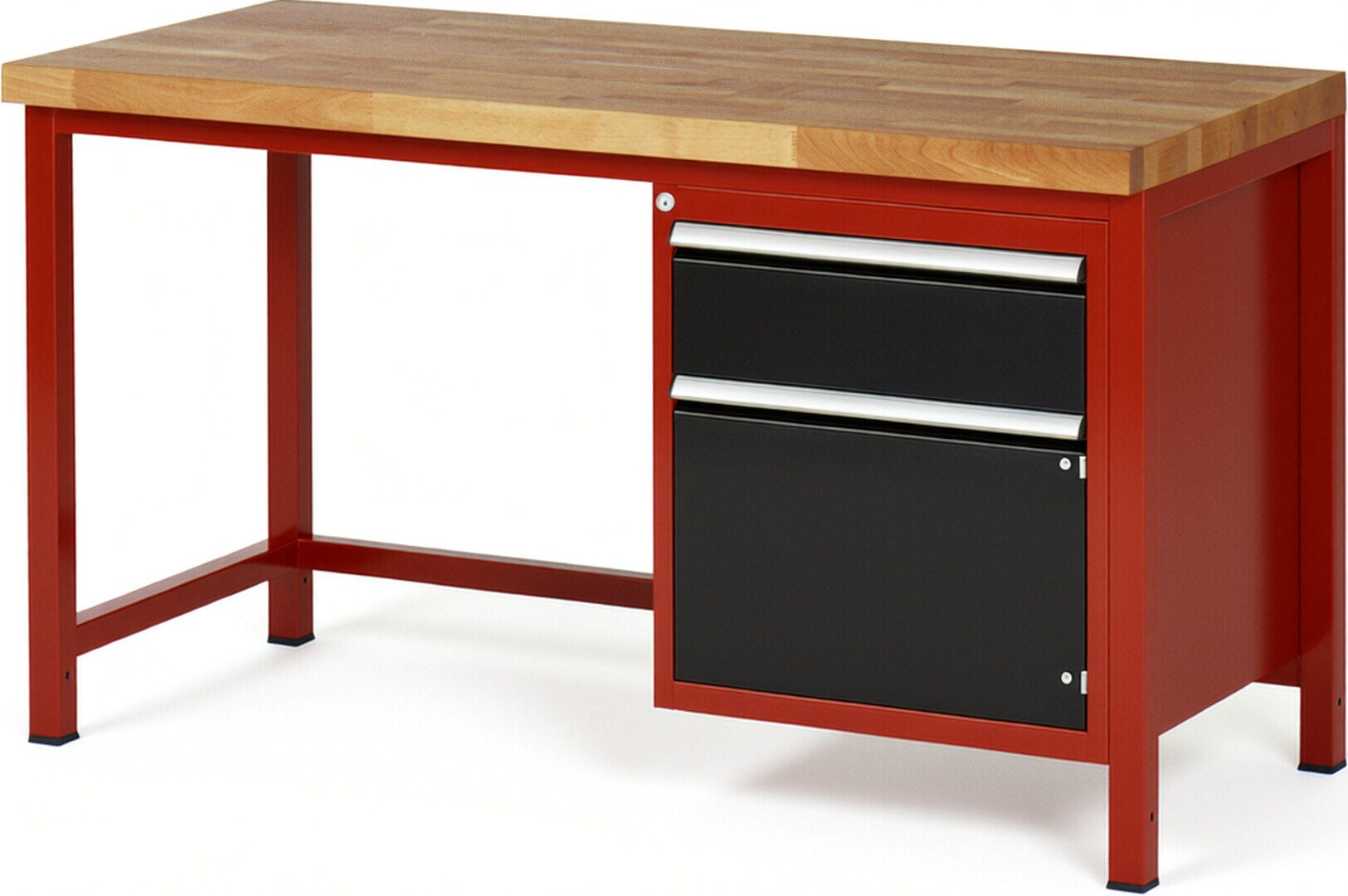 Werkbank, 1 Schrank - 1 Schublade - Teilauszug - 180:1 - Höhe 840-1.040 mm - 1.500 x 700 mm - 1.250 kg - Buche - Anthrazitgrau