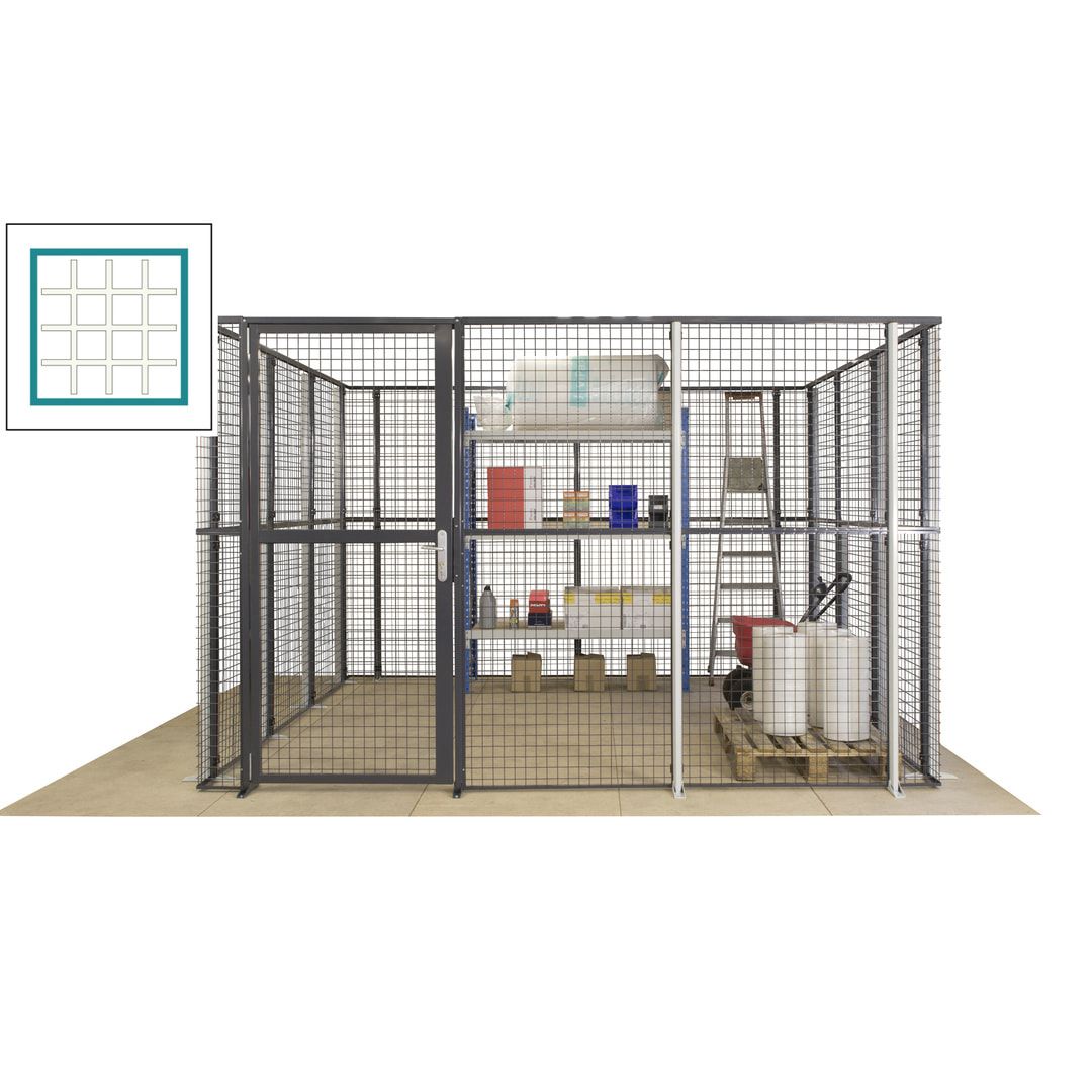 Maschinen Schutzgitter - Hallentrennwand - Sicherheitszaun - Tür - 108 m - 2.200 x 33.400 x 21.400 mm (HxBxT) - enzianblau