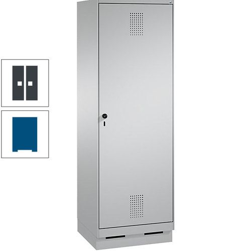 Doppel-Spind, Garderobenschrank, 1 Tür für 2 Abteile a 300 mm, Korpus anthrazitgrau, Türen anthrazitgrau, 1.800 x 600 x 500 mm (HxBxT)