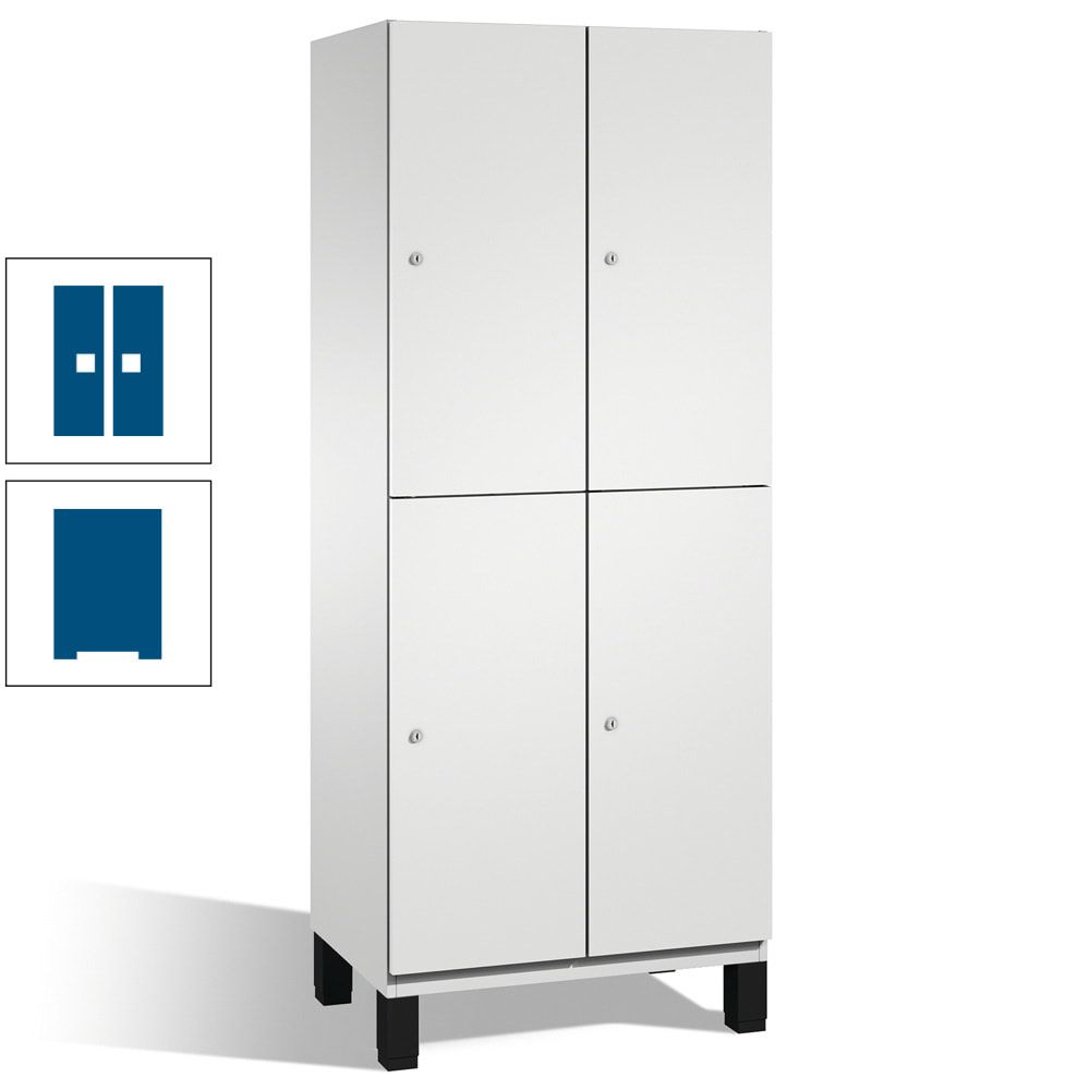 Fächerschrank, Stahlschrank, doppelstöckig, 4 Fächer, Füße, Korpus anthrazitgrau, Tür anthrazitgrau, 1.980 x 600 x 525 mm (HxBxT)