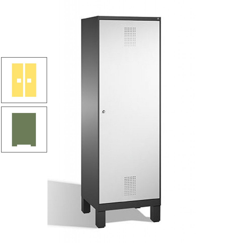 Doppel-Spind, Garderobenschrank, 1 Tür für 2 Abteile a 300 mm, Korpus anthrazitgrau, Türen anthrazitgrau, 1.850 x 600 x 500 mm (HxBxT)