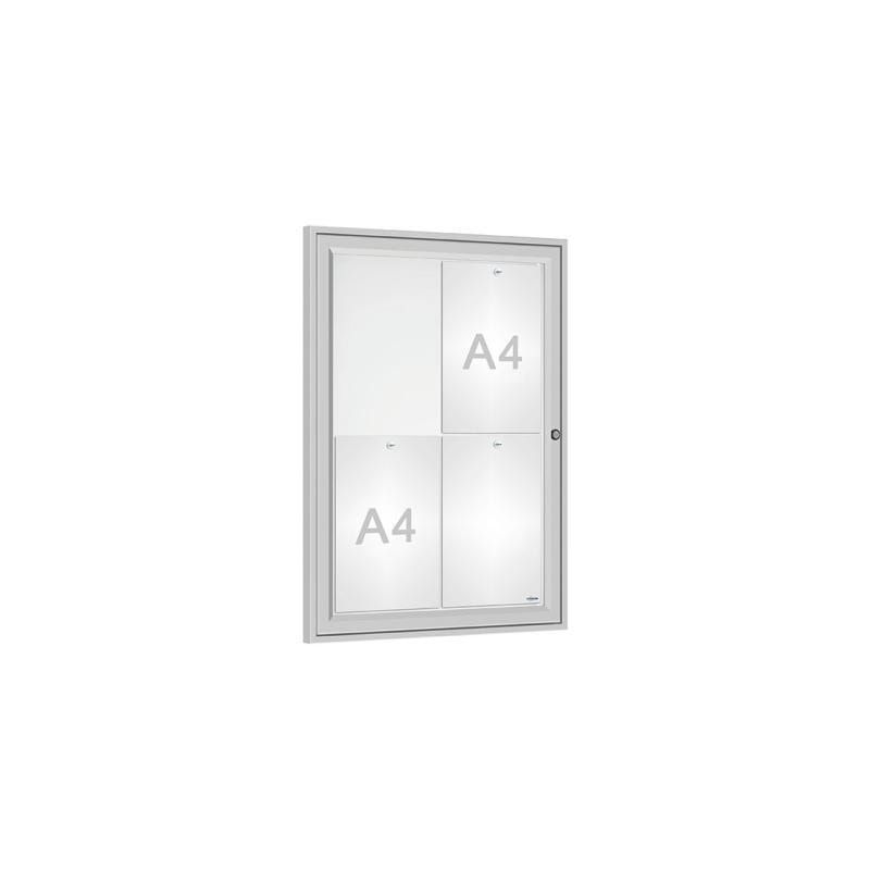 Schaukasten - Einflügeltür - 4xA4 - Hochformat - 750 x 550 x 30 mm (HxBxT) - enzianblau - Infokasten - Präsentationsvitrine