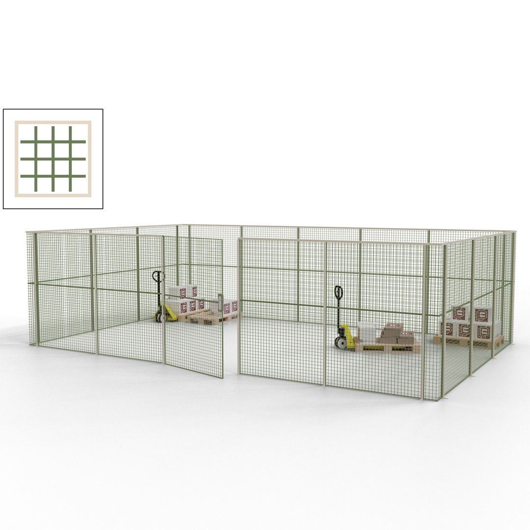 Maschinen Schutzgitter - Hallentrennwand - Sicherheitszaun - Tür - 22 m - 2.200 x 7.900 x 4.900 mm (HxBxT) - enzianblau