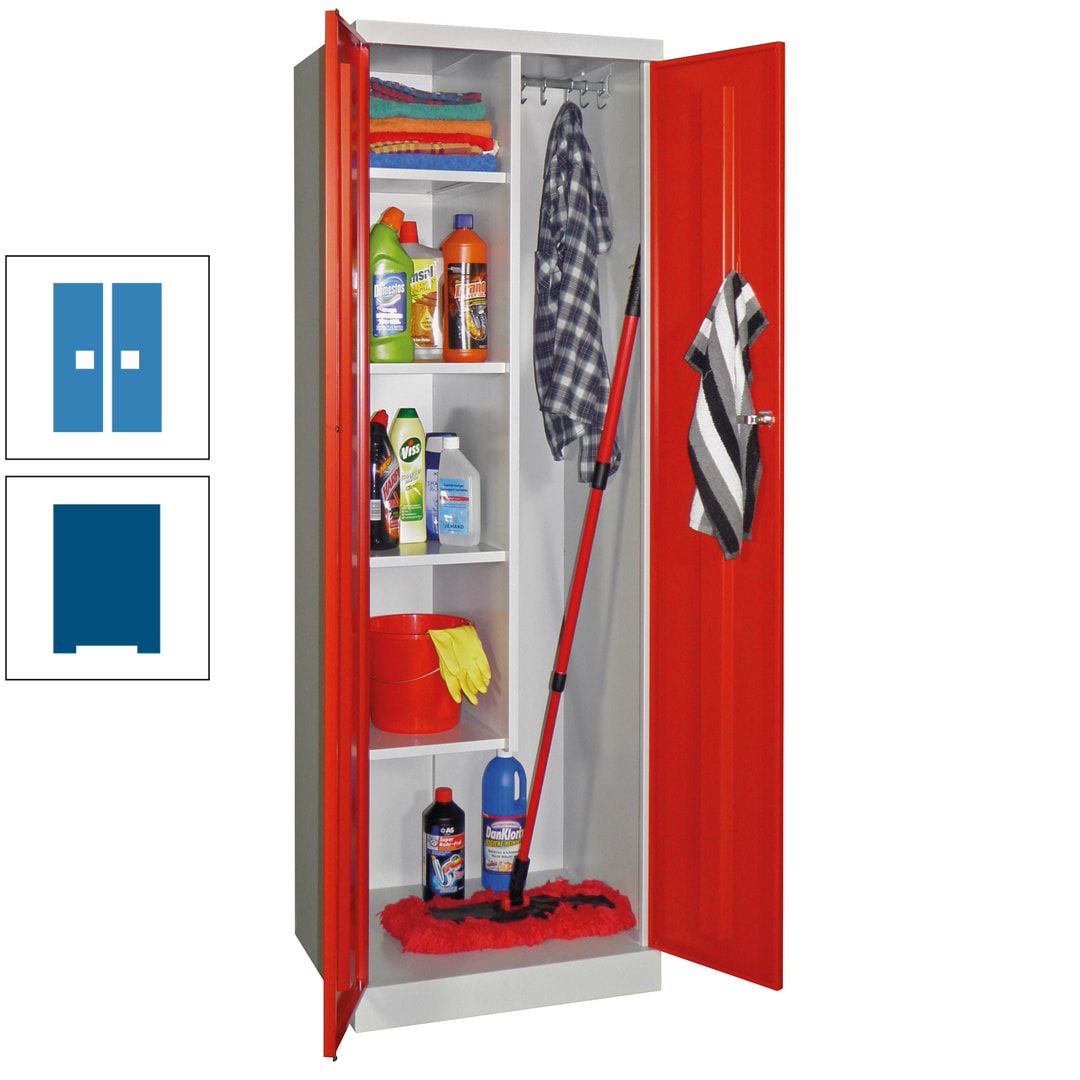 Putzschrank mit Sockel - 1 Abteil mit Trennwand - 1.800x600x500 mm (HxBxT) - Zylinderschloss - anthrazitgrau