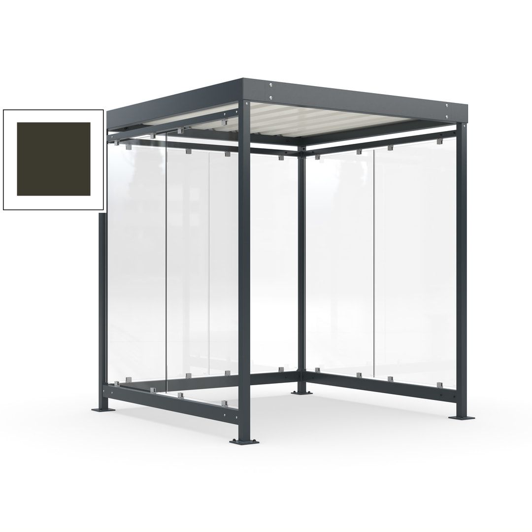 Raucherunterstand, Bushaltestelle, Bausatz, 6-7 Personen, 6 Wände, 2.510 x 2.165 x 2.165 mm (HxBxT), Achatgrau