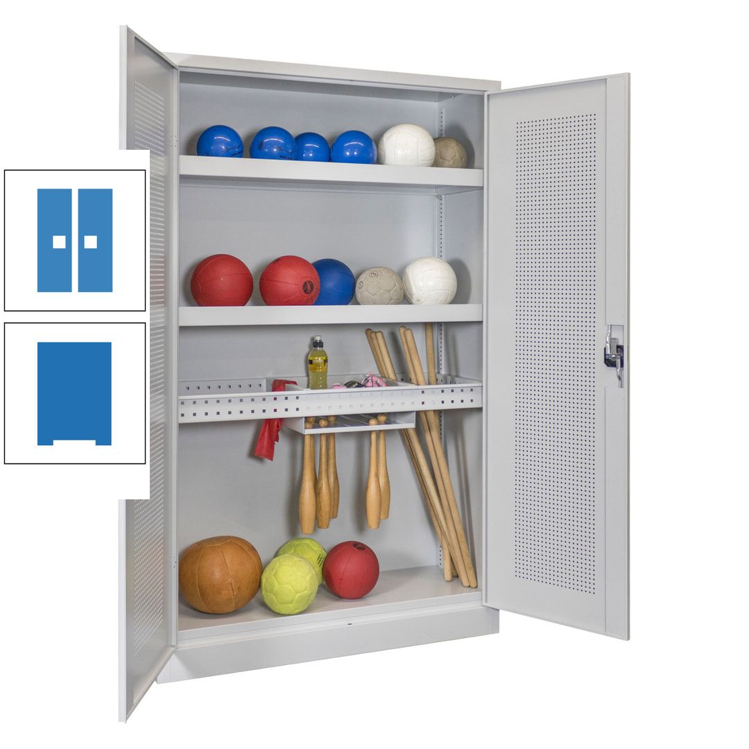 Sportschrank - Lochfeldtüren - Variante 2 - 1.950x1.200x500 mm (HxBxT) - anthrazitgrau