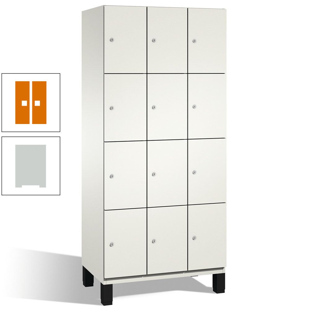 Fächerschrank, Stahlschrank, 12 Fächer, Türöffnungsbegrenzer, mit Füßen, Korpus lichtgrau, Tür anthrazitgrau, 1.980 x 900 x 525 mm (HxBxT)