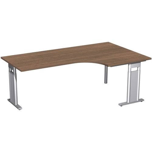 Eckschreibtisch, Eckteil 800 mm, rechts, Füße einseitig verkürzt, C-Fuß Pro, höhenverstellbar, 680-820 x 1.600 x 1.200 mm (HxBxT), Dekor Ahorn