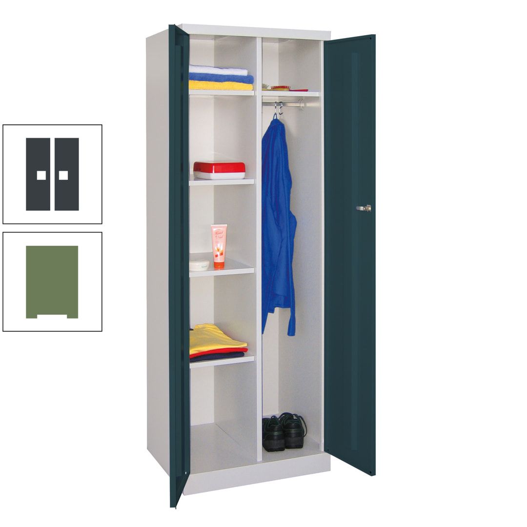 Kleiderschrank mit Sockel - Spind - 1 Abteil mit Trennwand - 1.800x600x500 mm (HxBxT) - Zylinderschloss - anthrazitgrau