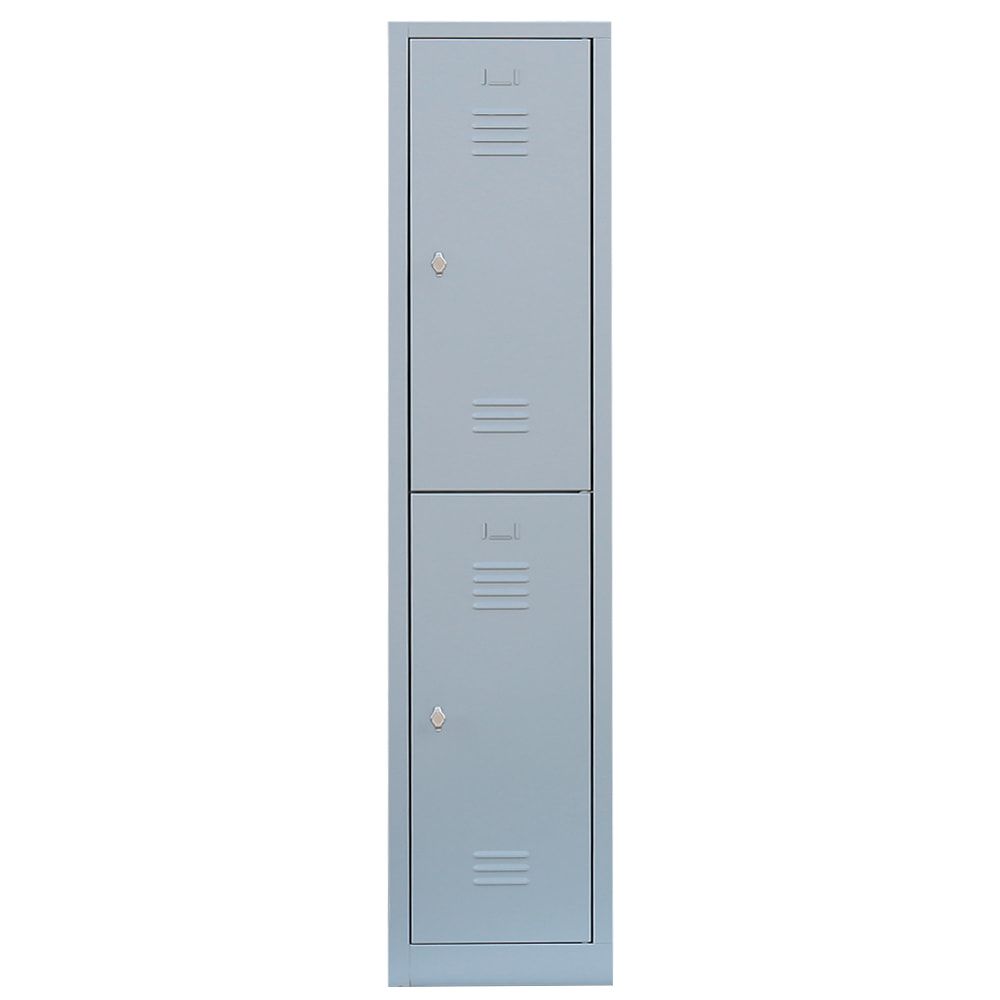 Garderobenschrank, Doppelstockspind, 1 Abteil, 2 Fächer, 1.800 x 415 x 500 mm (HxBxT), Stahl, Drehriegel, Korpus: lichtgrau, Front: anthrazitgrau