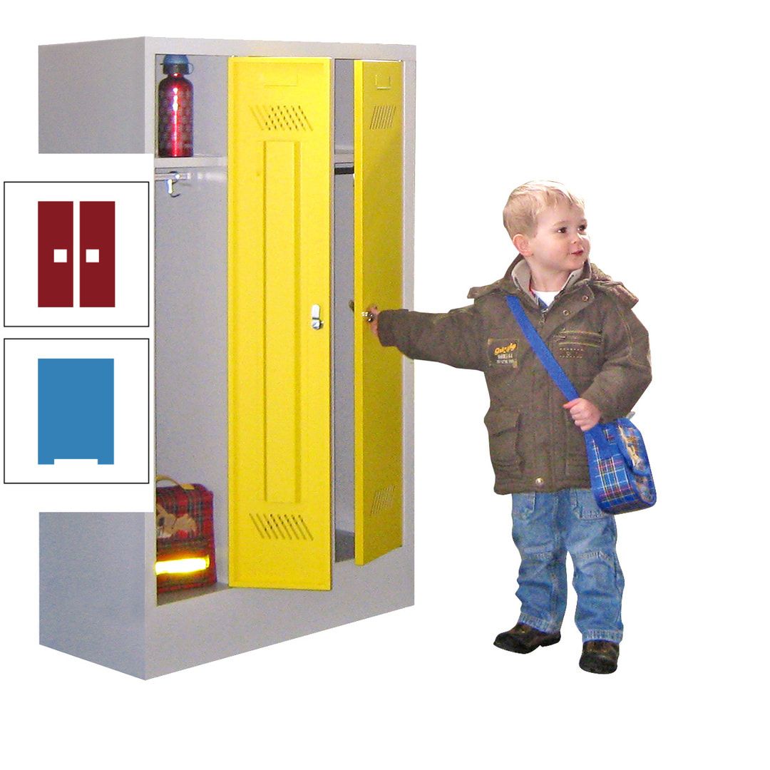 Spindschrank f. Kindergärten - mit Sockel - Höhe 1.300 mm - 2 Abteile a 250 mm - Drehriegel - anthrazitgrau