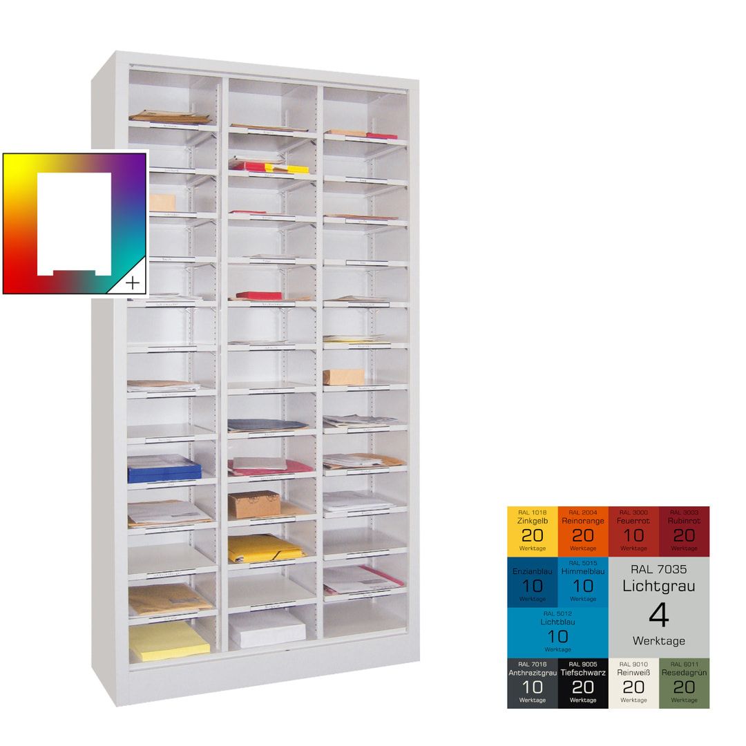 Aktenregal - Dokumentenablage - Sortierstation - Ordnungsregal - 39 Fächer - Büroregal - 1.950 x 1.000 x 400 mm (HxBxT) - anthrazitgrau