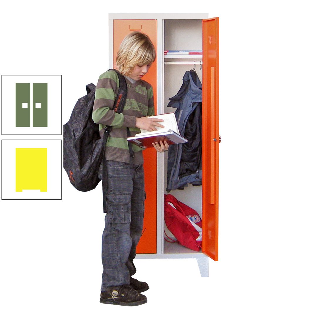 Spindschrank f. Schulen - mit Füßen - Höhe 1.600 mm - 3 Abteile a 300 mm - Drehriegel - anthrazitgrau