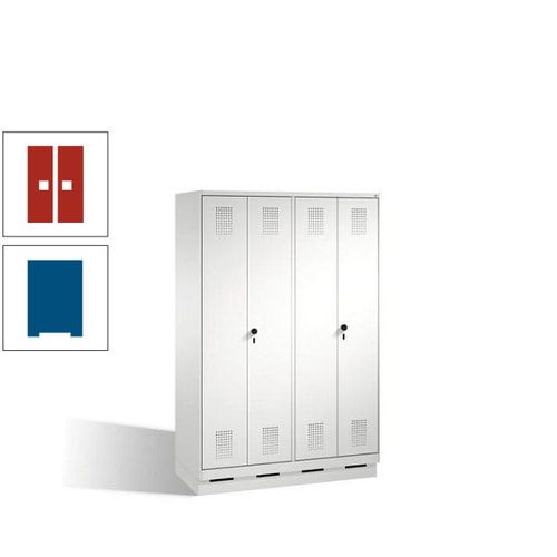 Doppel-Spind, Doppeltüren, Garderobenschrank mit Sockel, 4 Abteile a 300 mm, Korpus anthrazitgrau, Tür anthrazitgrau, 1.800 x 1.200 x 500 mm (HxBxT)
