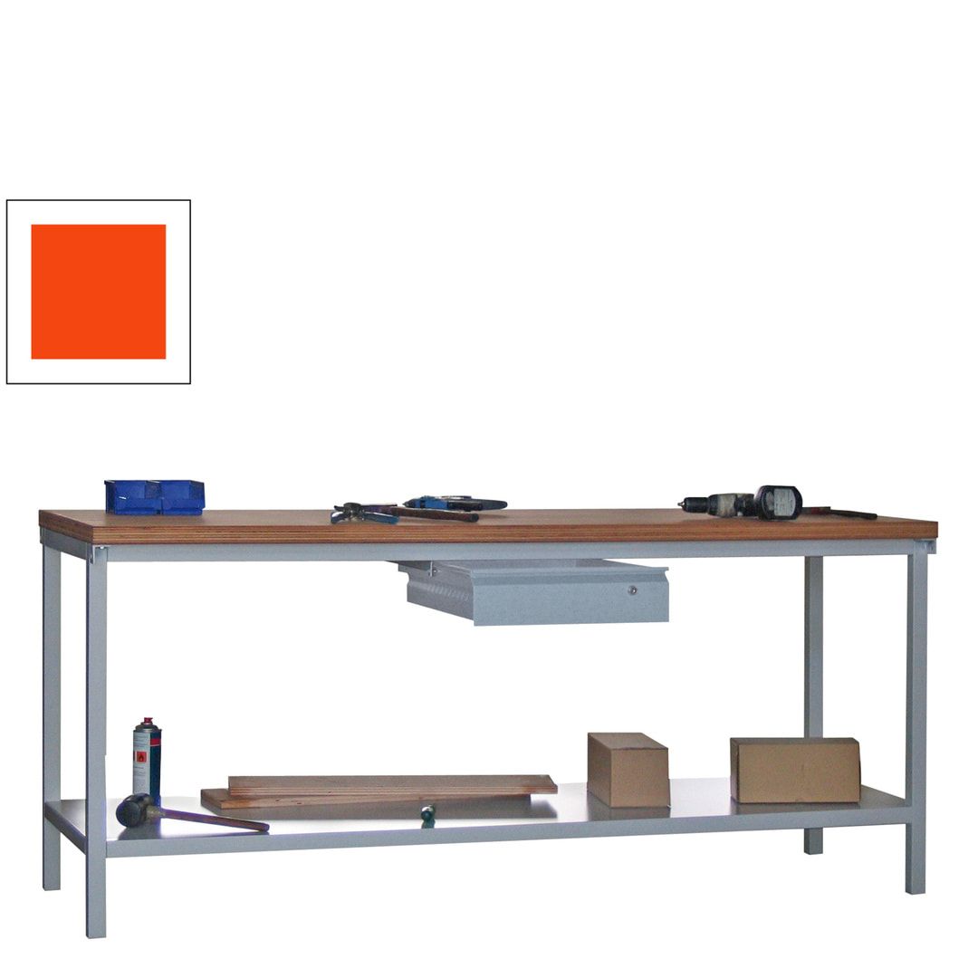 Werkbank mit Ablageboden - 1 Schublade - 900 x 2.000 x 700 mm (HxBxT) - Traglast 1.400 kg - anthrazitgrau