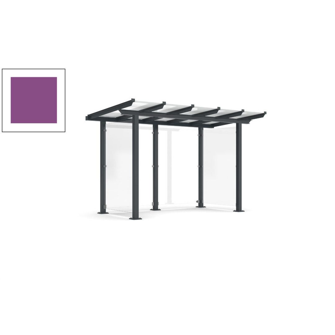 Unterstand mit Pultdach und Sicherheitsglas - feuerverzinkt und farbbeschichtet - 2.435 x 3.850 x 2.090 (HxBxT) - Farbe Achatgrau