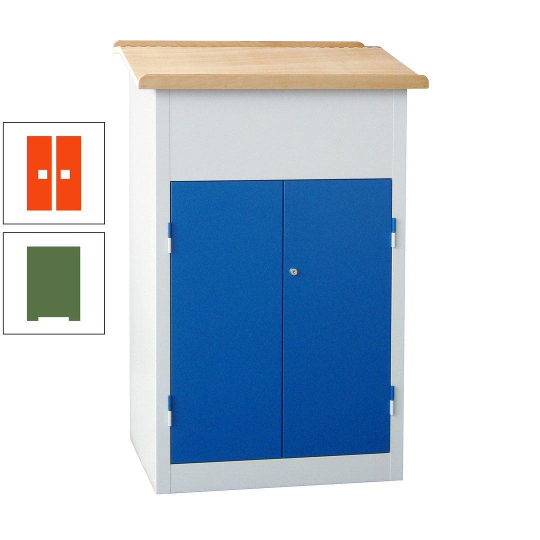Stehpult mit Schrank - Vollblechtür - Zylinderschloss - 2 Böden - 1.200 x 700 x 600 mm (HxBxT) - anthrazitgrau