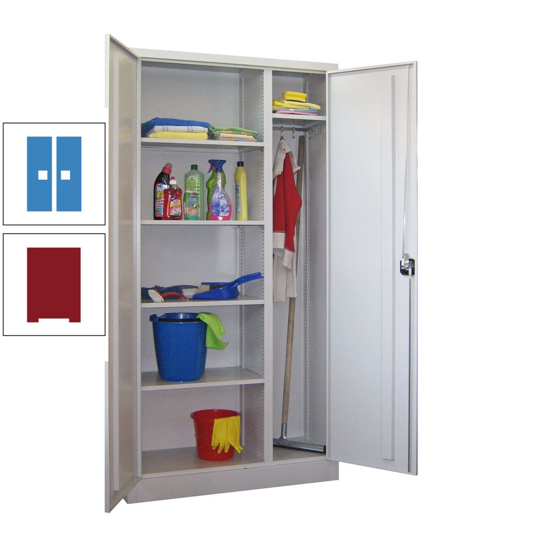 Putzschrank mit Trennwand - 1.950x1.000x400 mm (HxBxT) - Böden pulverbeschichtet - anthrazitgrau