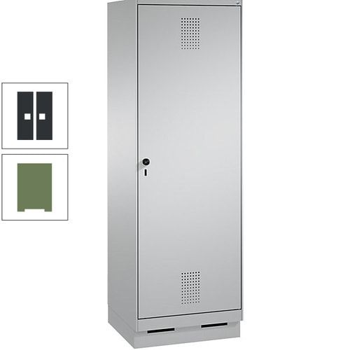 Doppel-Spind, Garderobenschrank, 1 Tür für 2 Abteile a 300 mm, Korpus anthrazitgrau, Türen anthrazitgrau, 1.800 x 600 x 500 mm (HxBxT)