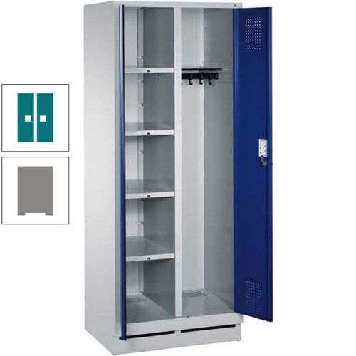 Mehrzweckschrank, Doppeltüren, Füße, 2 Abteile a 300 mm, Korpus anthrazitgrau, Tür anthrazitgrau, 1.800 x 600 x 500 mm (HxBxT)