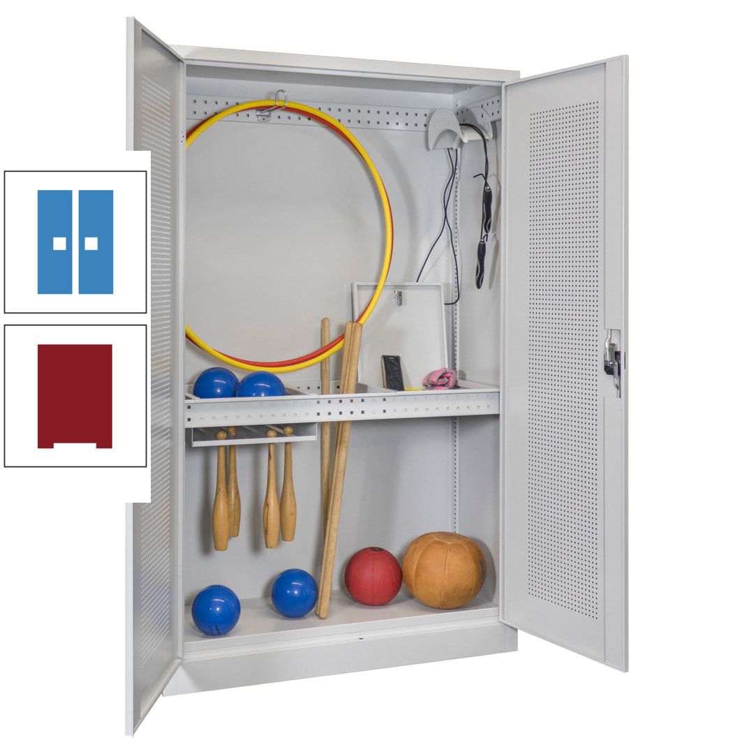 Sportschrank - Lochfeldtüren - Variante 1 - 1.950x1.200x500 mm (HxBxT) - anthrazitgrau