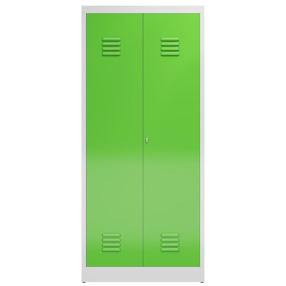 Mehrzweckschrank, Garderobenschrank, 2 Abteile, 6 Fächer, 1.800 x 800 x 500 mm (HxBxT), Drehriegel, Stahl, Korpus: lichtgrau, Front: anthrazitgrau