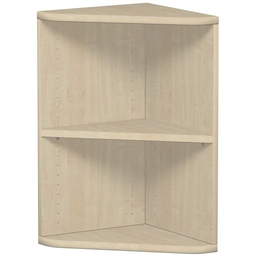Eckabschlussregal, Eckregal, 1 Einlegeboden, 2 Ordnerhöhen, 768 x 425 x 425 mm (HxBxT), Dekor Ahorn
