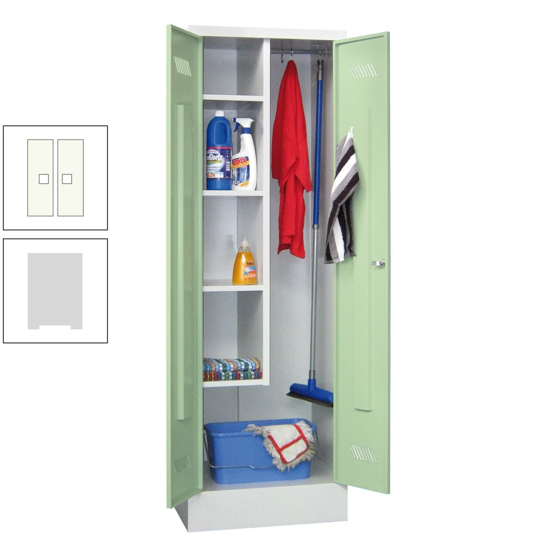 Putzschrank mit Sockel - 1 Abteil mit Trennwand - 1.850x600x500 mm (HxBxT) - Drehriegel - anthrazitgrau