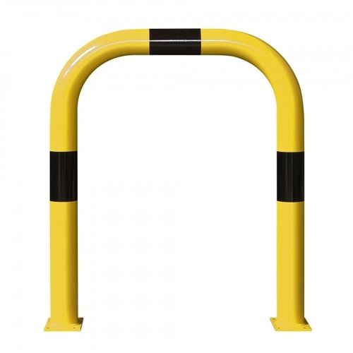 Extra starker Rammschutz-Bügel, Outdoor, Anfahrschutz aus Gütestahl, 1.200 mm Höhe, 1.000 mm Breite, feuerverzinkt und gelb kunststoffbeschichtet